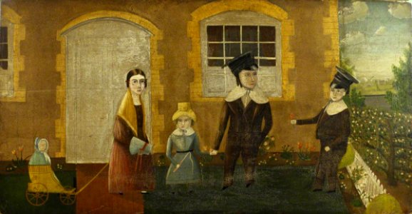 British (English) School - Mr and Mrs Glazebrook, and Their Three Children, at Monk's House - 768427 - National Trust
