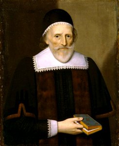 British (English) School - Portrait of an Unknown Old Man in a Black Skull-Cap Holding a Book (later called Mr Altham, Common Councilman) - 1257207 - National Trust