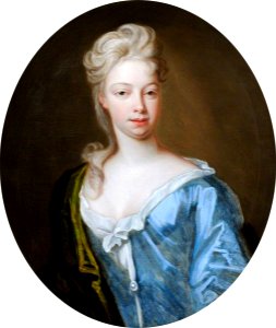 British (English) School - Portrait of an Unknown Young Woman in a Blue Dress and Green Mantle - 1548276 - National Trust