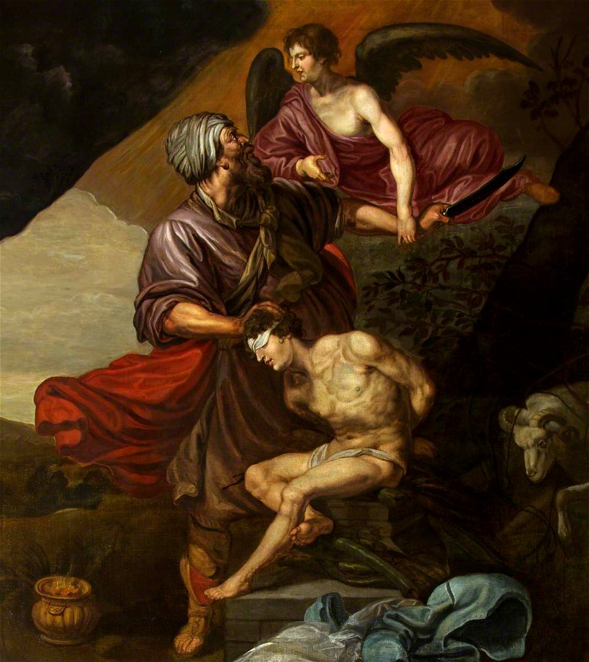 British (English) School - The Angel of the Lord Preventing Abraham from Sacrificing His Son, Isaac - 1553500 - National Trust