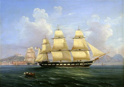 British Naval Frigate And a Ship Of The Line, by Tomaso De Simone 8739. Free illustration for personal and commercial use.