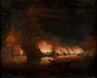 British School - Destruction of the Floating Batteries at Gibraltar, 13 September 1782 - BHC0452 - Royal Museums Greenwich