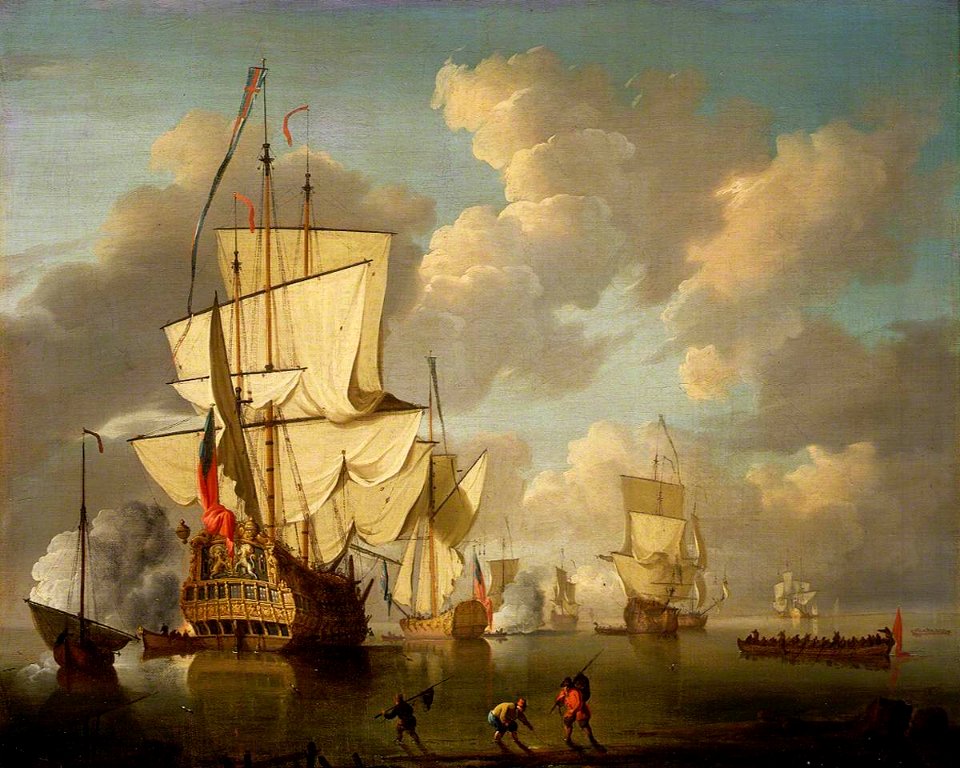 British School - An English Man-of-War and Yachts in a Calm - BHC0952 - Royal Museums Greenwich