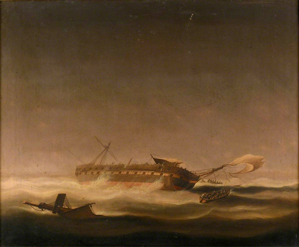 British School - A Dismasted Indiaman Ashore - BHC1108 - Royal Museums Greenwich