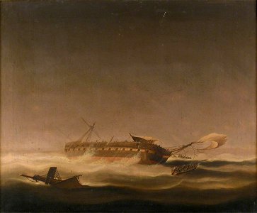 British School - A Dismasted Indiaman Ashore - BHC1108 - Royal Museums Greenwich