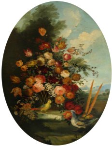 British School - Flowers in a Wicker Basket with a Cockatoo and Pheasant - 207784 - National Trust