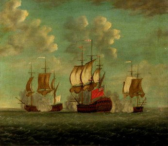 British School - HMS 'Centaur' Chasing the 'Vaillant' and 'Amethyste', January 1760 - BHC0403 - Royal Museums Greenwich