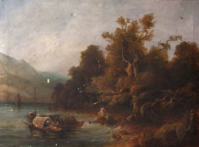 British School - Covered Boats on Water by a Woody Shore - 355596 - National Trust