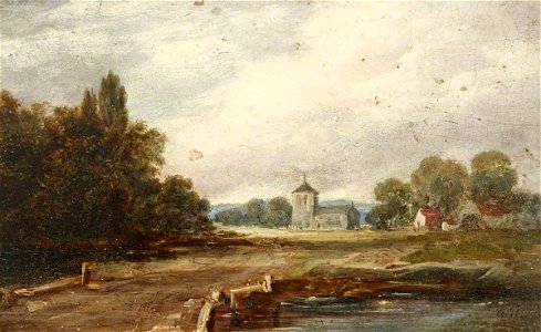 British School - Landscape with a Road Leading to a Distant Church - 515516.3 - National Trust