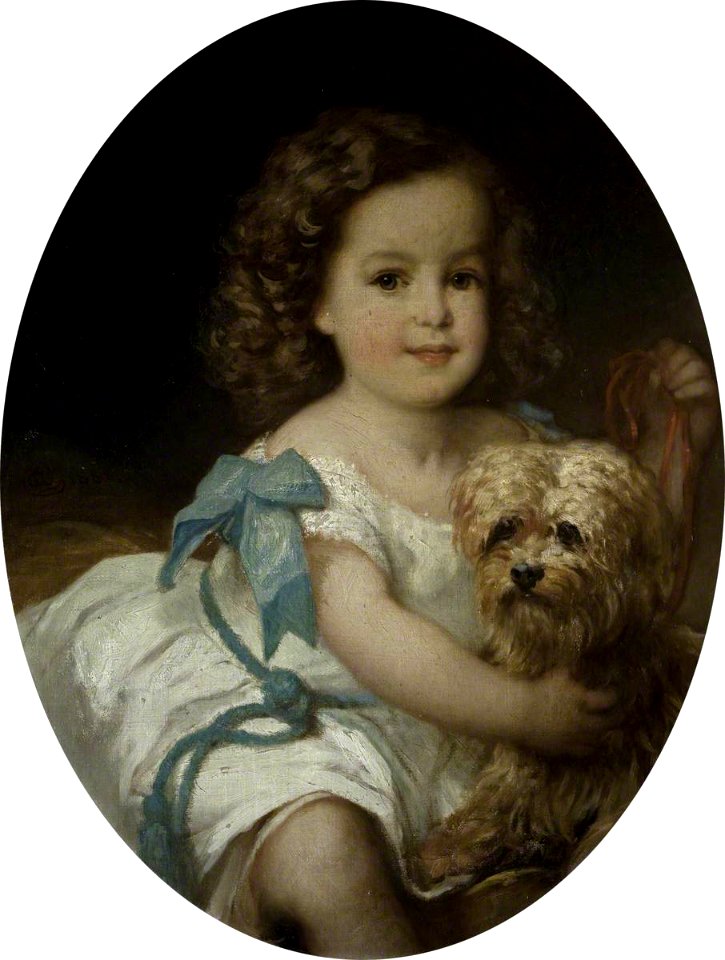 British School - Portrait of a Young Child with a Dog (possibly Lucy Vernon with 'Spot') - 414275 - National Trust