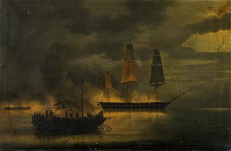 British School - HMS 'Melpomene' Engaged with 20 Danish Gunboats, 23 May 1809 - BHC0590 - Royal Museums Greenwich