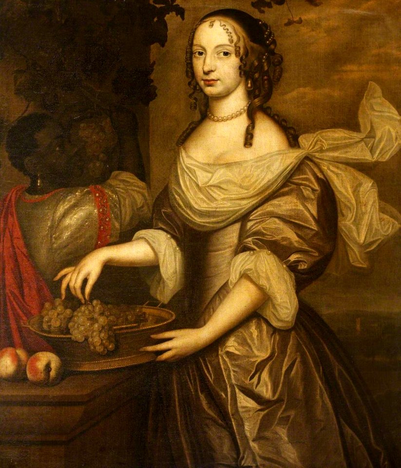 British School - Portrait of a Lady in Pink Fingering a Bunch of Grapes - 1336268 - National Trust