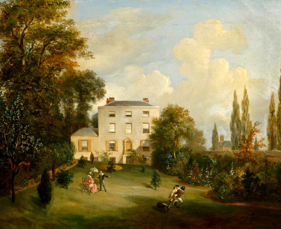 British School - Figures in a Garden before a Georgian House - 1530120 - National Trust