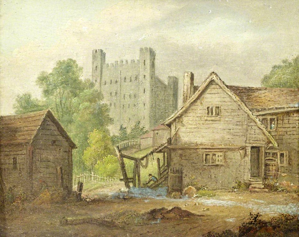British School - Rochester Castle from a Farmyard - 515518.9 - National Trust