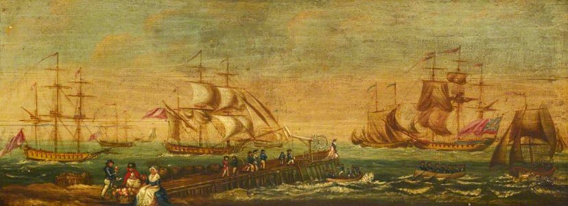 British School - Shipping off the End of a Pier - BHC1042 - Royal Museums Greenwich