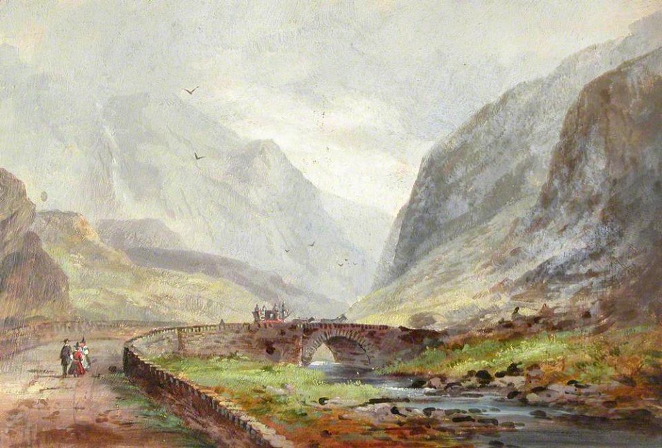 British School - Llanberis Pass, Snowdonia, with a Coach Travelling over a Bridge - 1149908 - National Trust