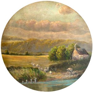 British School - Landscape with a Shepherd, His Dog, His Flock, and a Cottage - 418832 - National Trust
