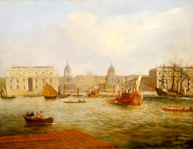 British School - Shipping on the Thames by Greenwich Hospital - BHC1829 - Royal Museums Greenwich