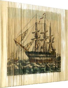 British School - Three-Way Painting of Flowers, a Ship and a Lady (viewed from the left) - 624178 - National Trust