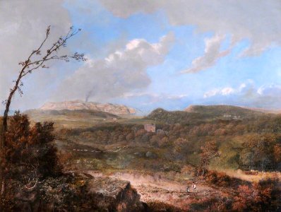 British School - Rural Landscape (probably North Wales with view of the sea, sheep and two men with a spade) - 1548277 - National Trust