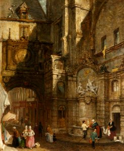 British School - Street Scene in Rouen (Louis XV Fountain) - 1230420 - National Trust