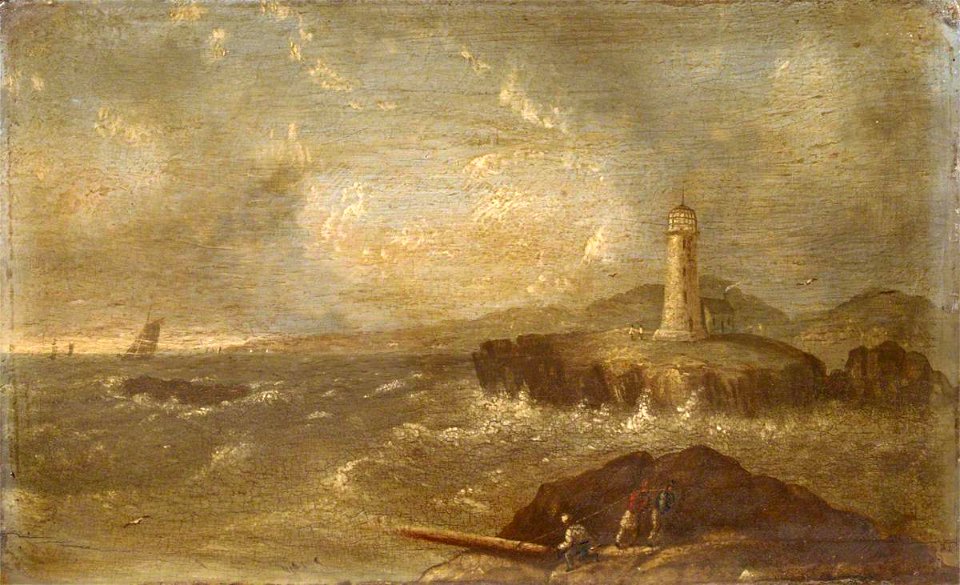 British School - Shipping off the Coast near a Lighthouse - BHC1106 - Royal Museums Greenwich