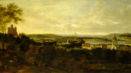 British School - View of Greenwich and the River Thames from Greenwich Park - BHC1834 - Royal Museums Greenwich