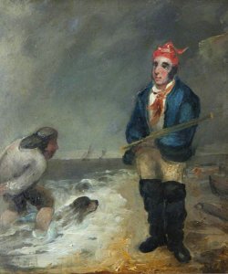 British School - Two Fishermen and a Dog on a Beach - 1401271 - National Trust