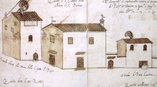 Chiesa di san pietro in strada (o san pierino) di pistoia, disegno del 1614