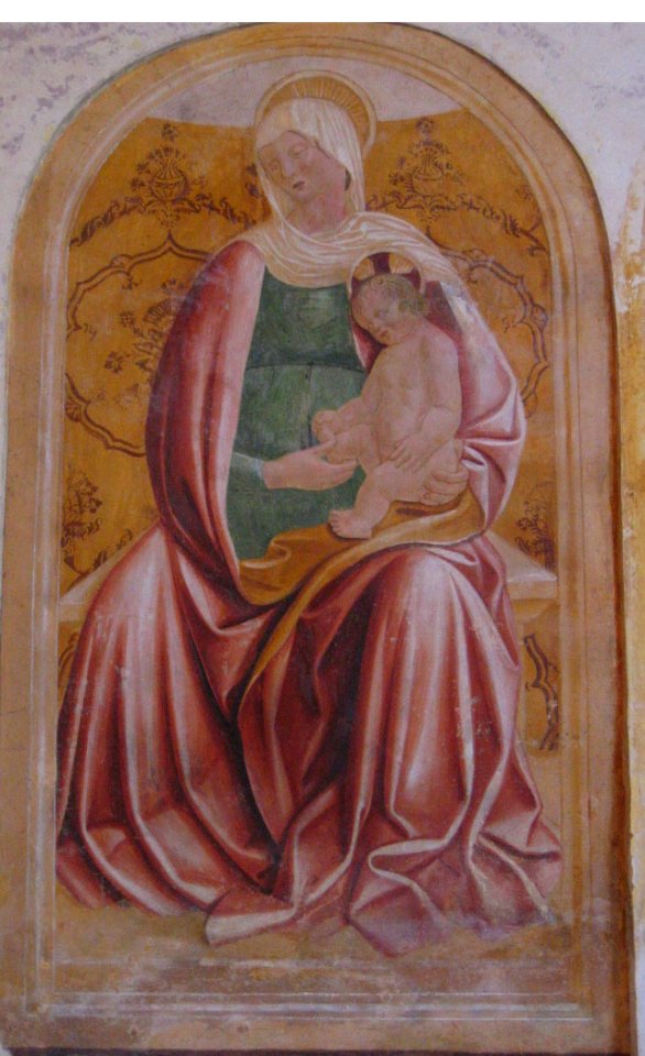 Chiesa della Madonna della Sanità, interno, affresco Madonna col Bambino (Alatri)