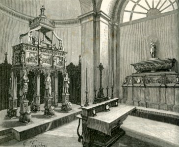 Chiesa di Isola Bella sul lago Maggiore xilografia