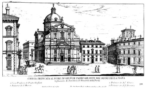 Chiesa dedicata al Nome di Gesù de Padri Giesuiti nel Rione della Pigna by Giovanni Battista Falda (1669)