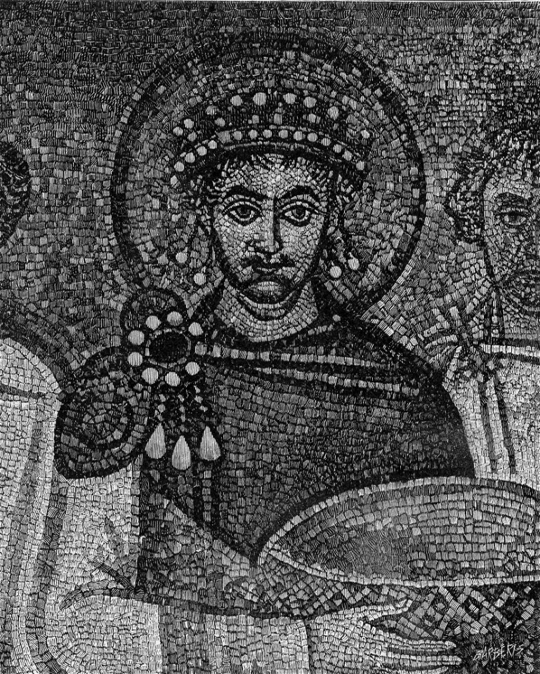 Chiesa di San Vitale Ritratto dell’imperatore Giustiniano xilografia