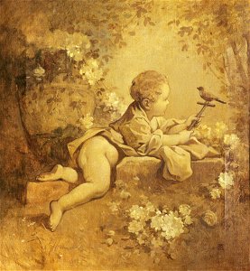 Child with bird on a stick, by Otto Kriens