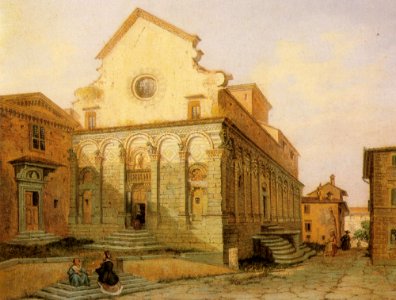 Chiesa di san pier maggiore di pistoia, painting dated 1865, maybe by E. Burci
