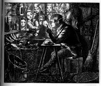 Children looking into room with a gentleman
