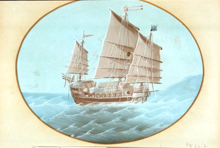 Chinese junk ca.1820 RMG PU6402. Free illustration for personal and commercial use.