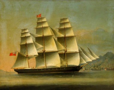 Chinese School - The Ship 'Caduceus' off Hong Kong - BHC3763 - Royal Museums Greenwich