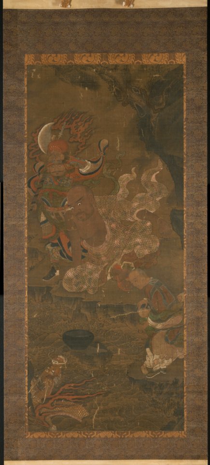 Chinese, Yuan dynasty (1279–1368) - Arhat Taming the Dragon - Google Art Project
