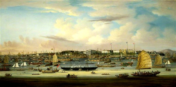 Chinese School - Shipping off Canton - BHC1777 - Royal Museums Greenwich