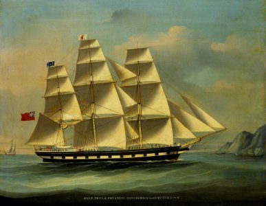 Chinese School - The Barque ‘Troas’ - BHC3677 - Royal Museums Greenwich. Free illustration for personal and commercial use.