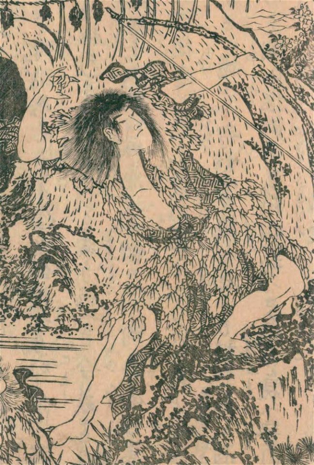 Chinsetsu Yumiharizuki - Sutemaru shooting down a bird in flight Cropped