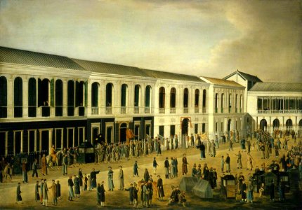 Chinese School - Trial of Four British Seamen at Canton, 1 October 1807, Scene Outside the Court - BHC0580 - Royal Museums Greenwich