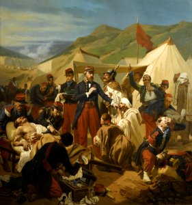 Chirurgiens français soignant les blessés après la bataille d'Inkermann en 1854