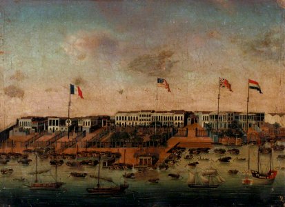 Chinese School - The French, American, British and Dutch Legations at Canton - BHC1775 - Royal Museums Greenwich