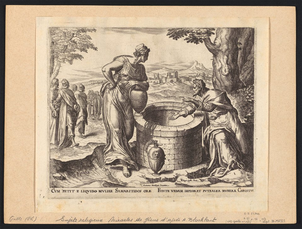 Christ And The Samaritan Woman At The Well print by Anthonie Blocklandt van Montfoort, S.I 52774, Prints Department, Royal Library of Belgium