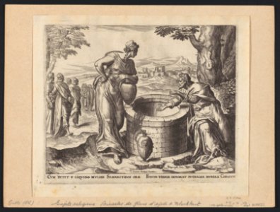 Christ And The Samaritan Woman At The Well print by Anthonie Blocklandt van Montfoort, S.I 52774, Prints Department, Royal Library of Belgium