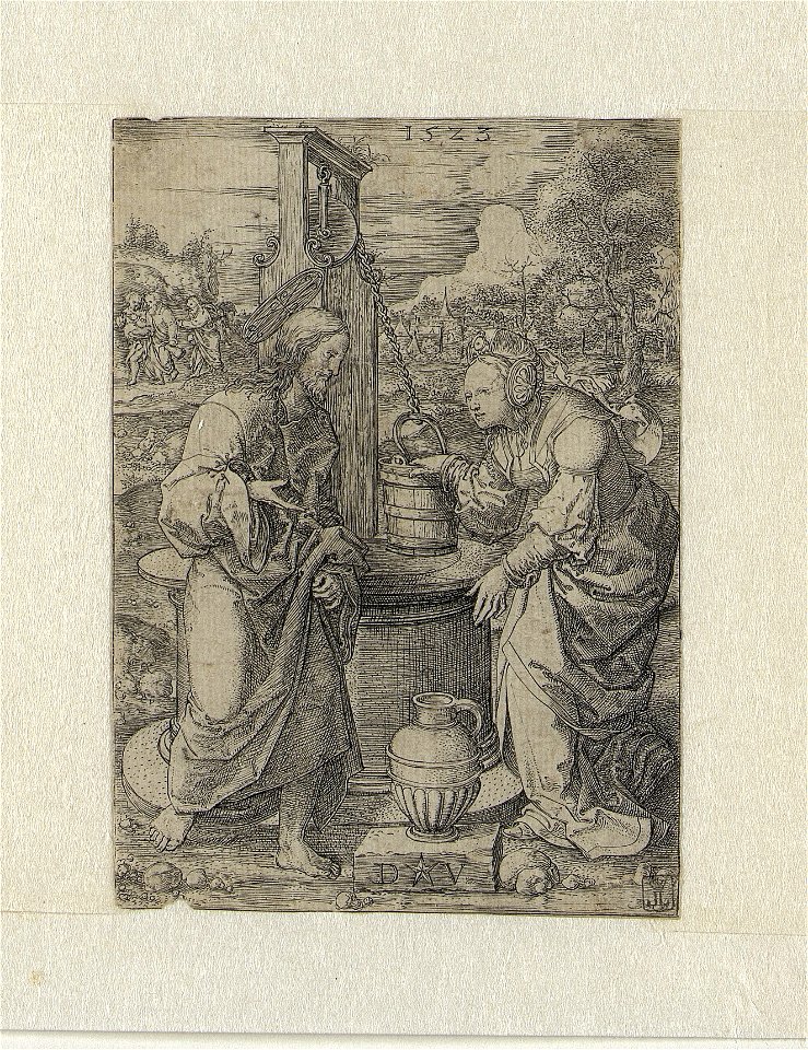 Christ and the woman of Samaria print by Dirck Vellert, S.II 2450, Prints Department, Royal Library of Belgium
