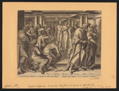 Christ And The Woman Taken in Adultery print by Anthonie Blocklandt van Montfoort, S.I 52750, Prints Department, Royal Library of Belgium