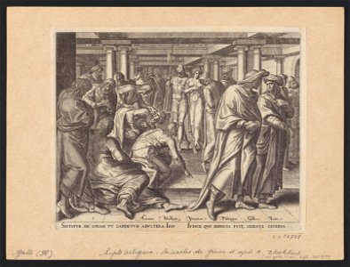 Christ And The Woman Taken in Adultery print by Anthonie Blocklandt van Montfoort, S.I 52749, Prints Department, Royal Library of Belgium
